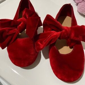 Elegant Red Velvet Kids Shoes - Gently used